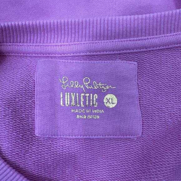 Lilly Pulitzer Luxletic Beachcomber Pullover Sweatshirt Lilac Rose sz XL - Picture 8 of 8